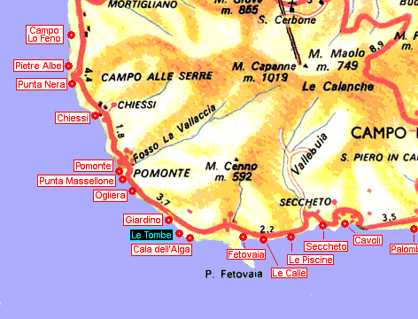 Spiaggia E Scogli Di Punta Le Tombe Mappa Cartina